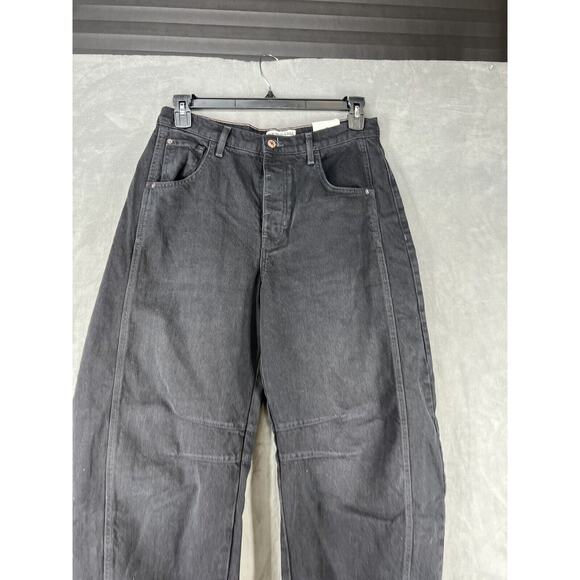 Free People Good Luck Mid-Rise Barrel Jeans Size 28 In Black - Picture 2 of 11